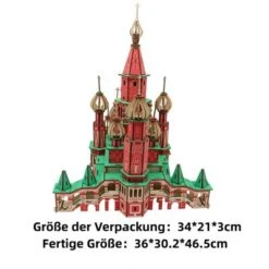 Enbaoxin Weihnachten Gebäude Puzzle-Modellspielzeug Weihnachten 3D-Baupuzzle Aus Holz Für Kinder